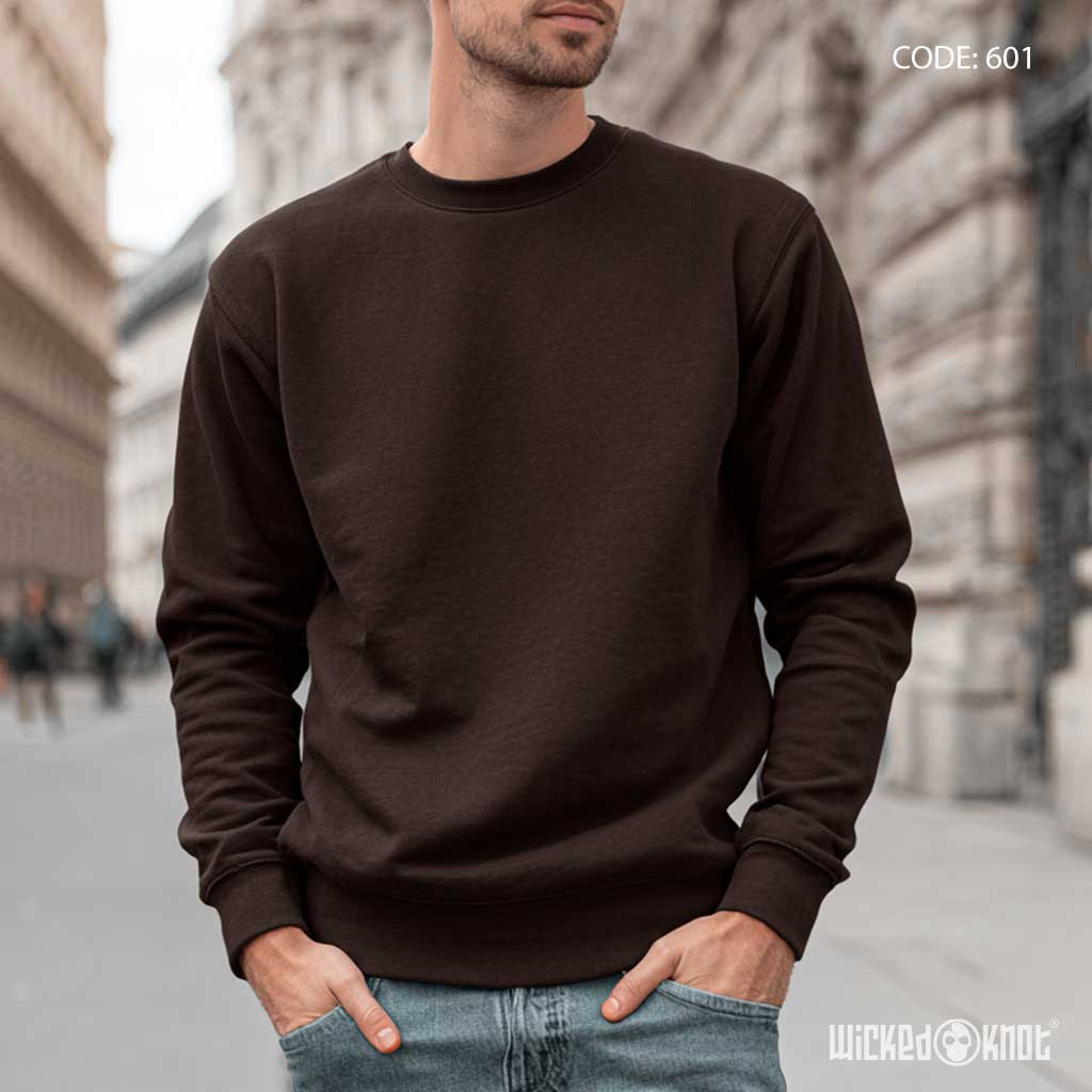 Basic Round Brown Sweatshirt - Essentials - wks601
