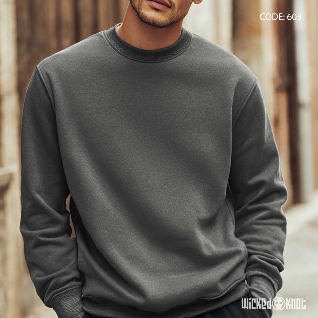 Basic Round Gray Sweatshirt Essentials wks603