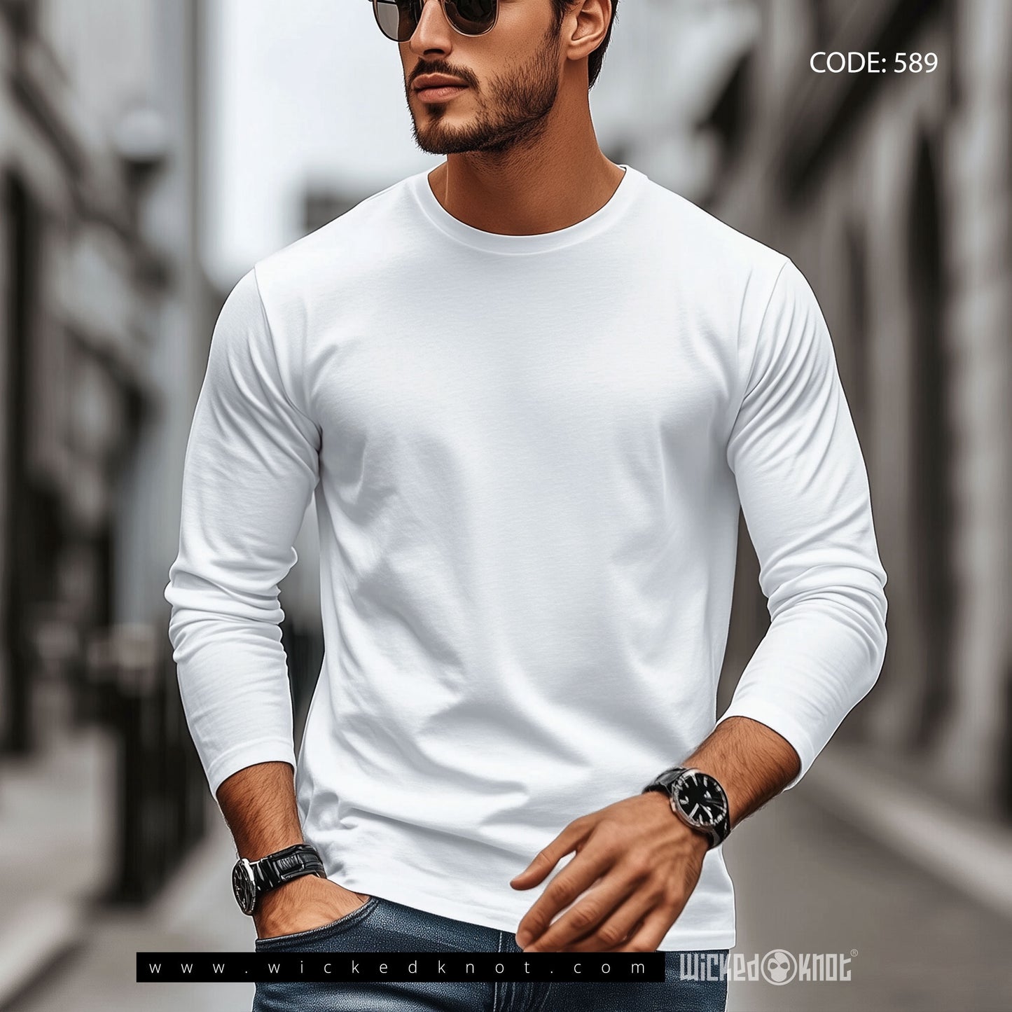 white Longsleeve Top - wks589