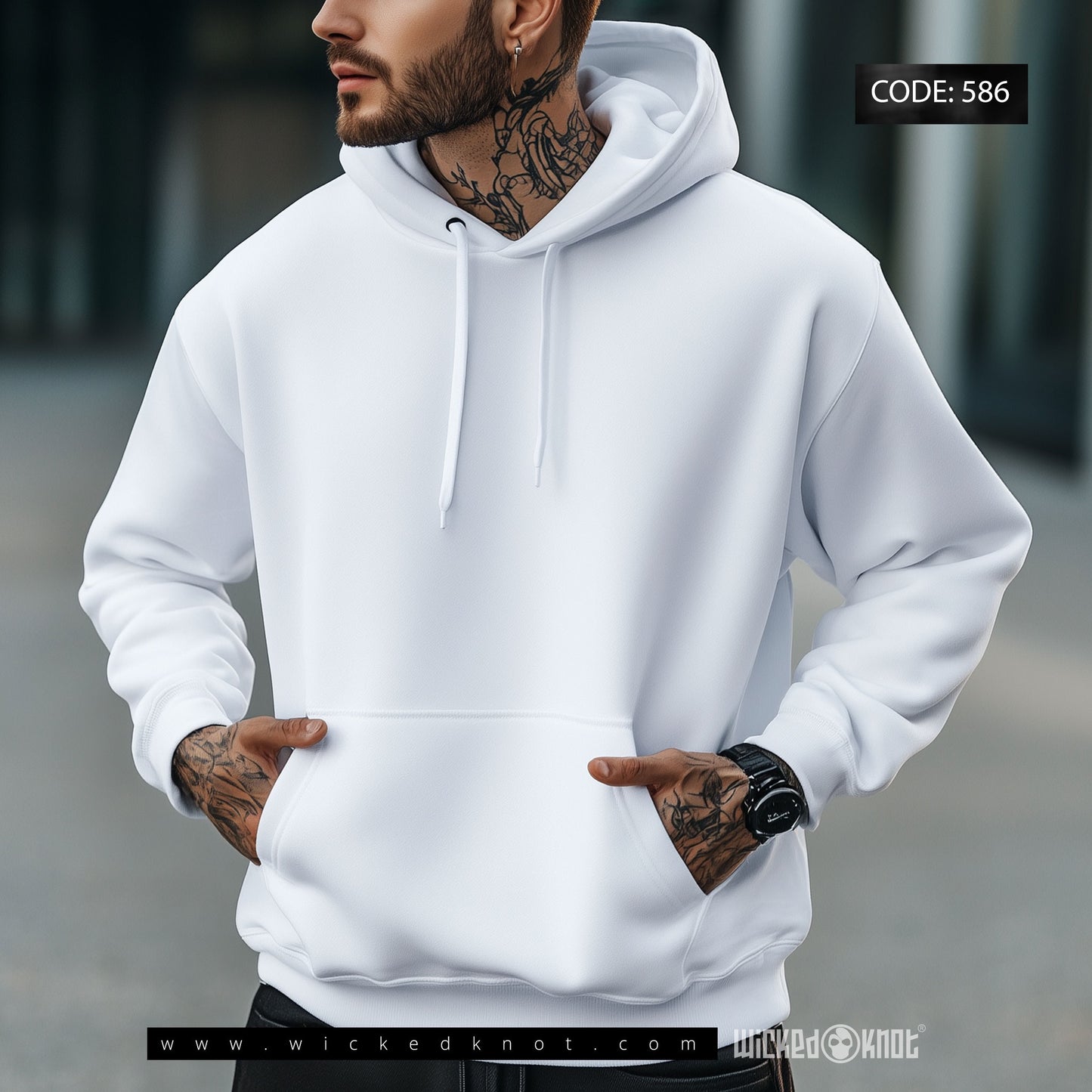 Basic White Hoodie -wk586