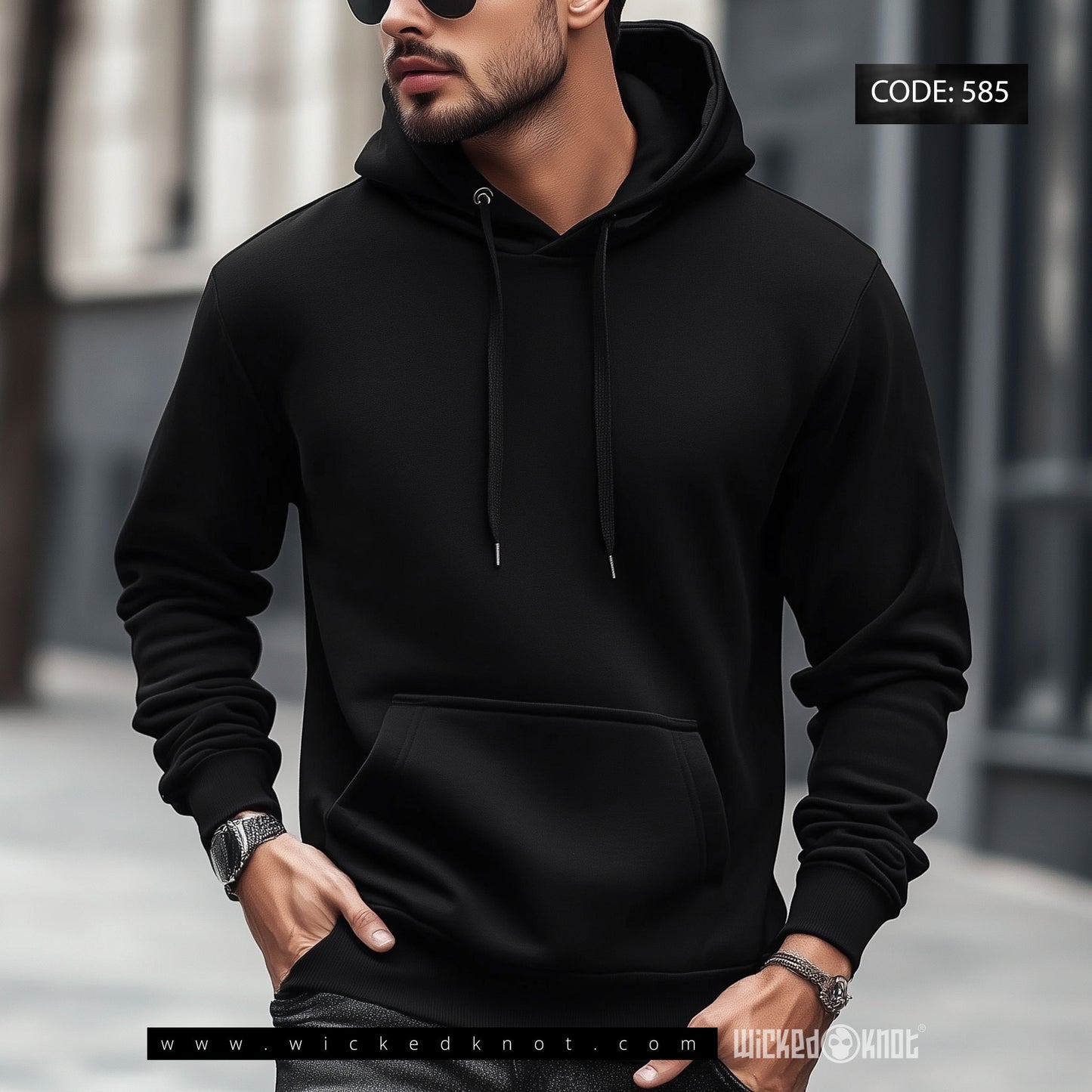 Basic Black Hoodie -wk585