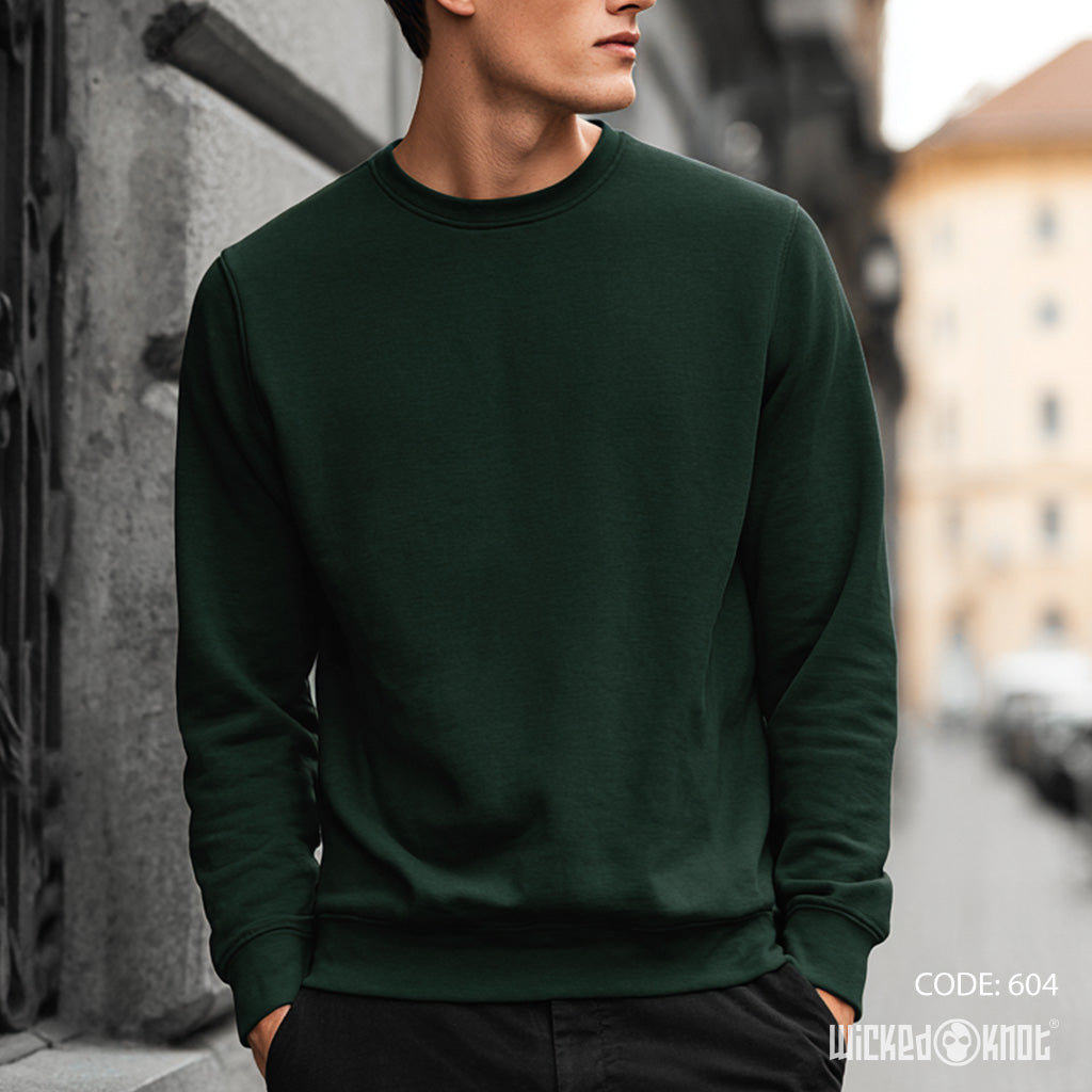 Basic Round Emerald Green Sweatshirt - Essentials wks604
