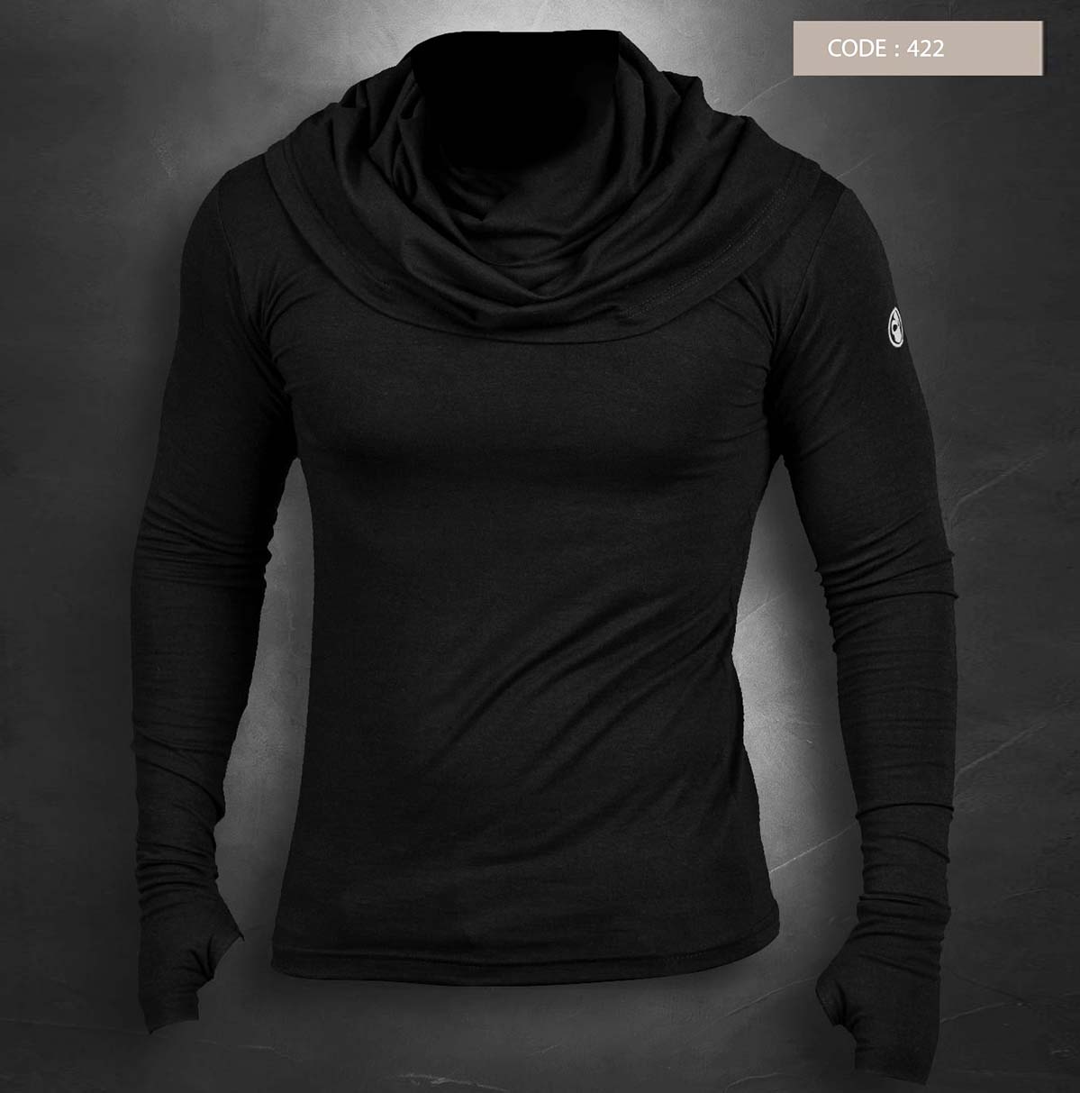 Black Avant Garde Built in Scarf Undershirt - wks422