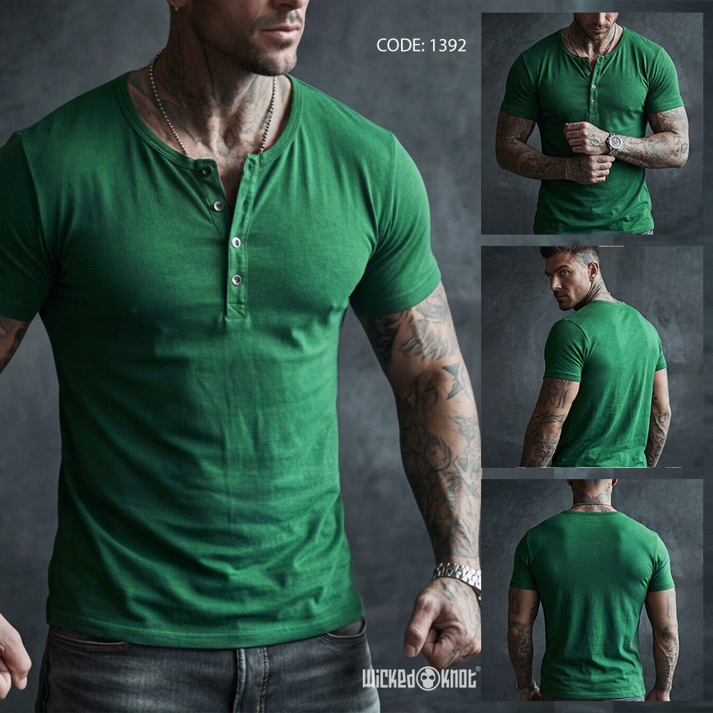 Green Henley Half Sleeve WKB1392
