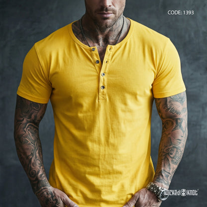 Yellow Henley Half Sleeve WKB1393