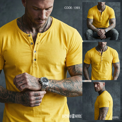 Yellow Henley Half Sleeve WKB1393