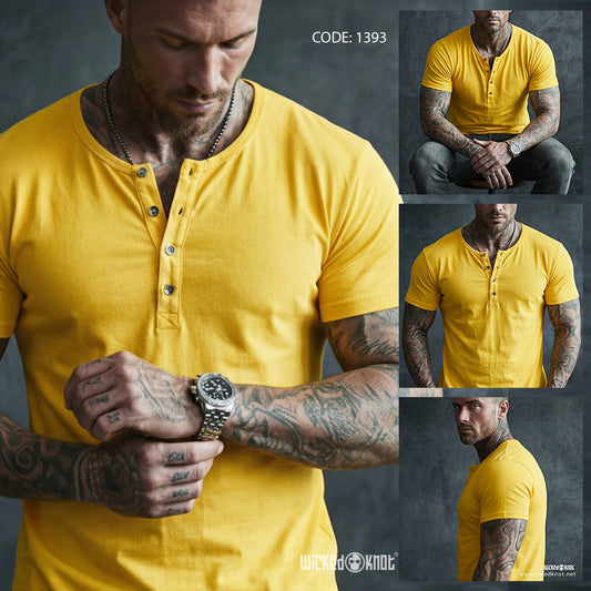 Yellow Henley Half Sleeve WKB1393
