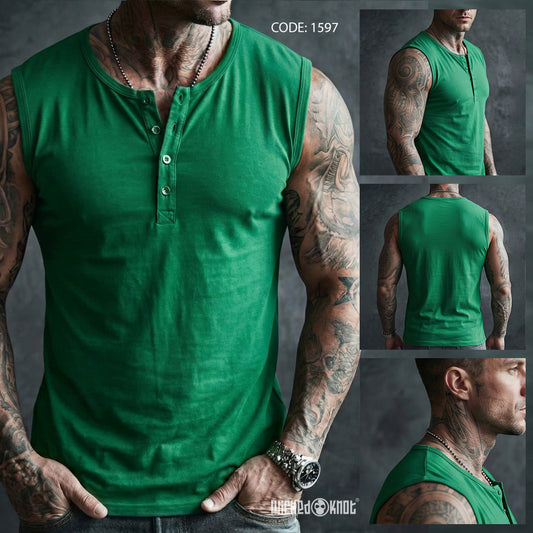 Hunter Green - Sleeveless Henley WKB1597