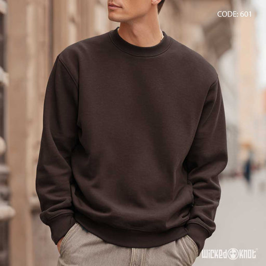 Basic Round Brown Sweatshirt - Essentials - wks601