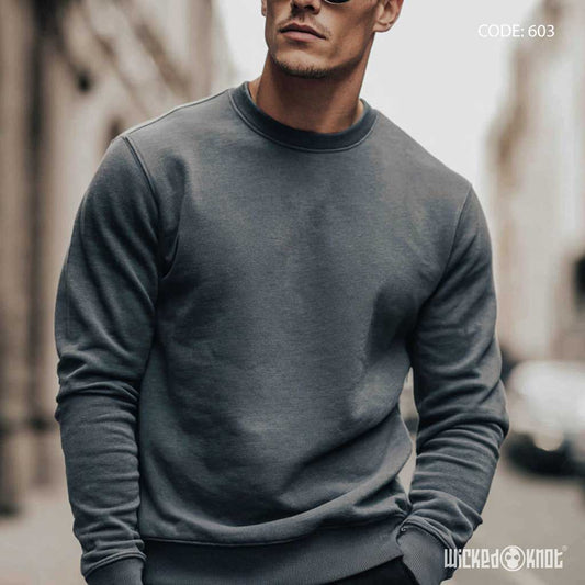 Basic Round Gray Sweatshirt Essentials wks603