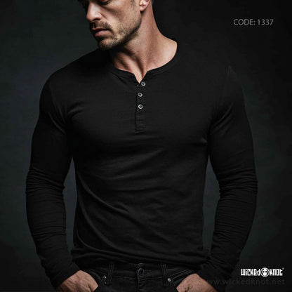 Black Henley TShirt - wkb1337