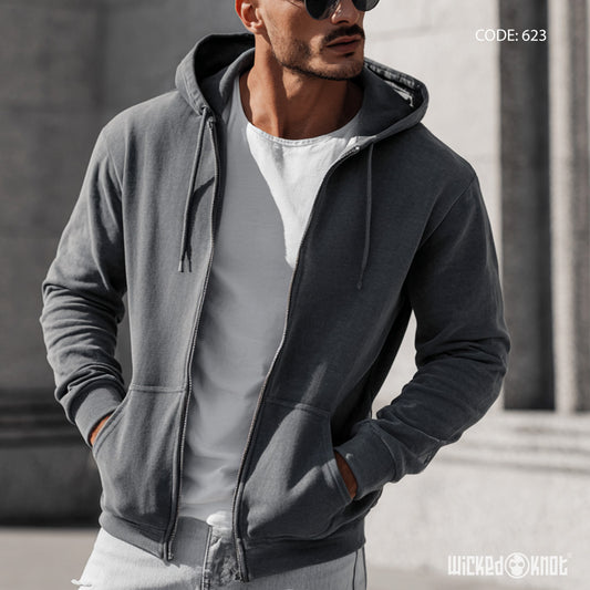 Gray Zipper Hoodie - Essentials wks623