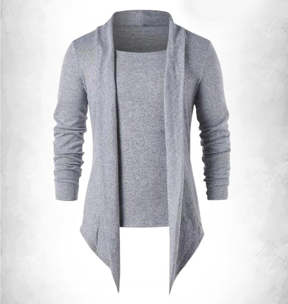 Grey Avant Garde Turn Down Collar Top - wkbin01