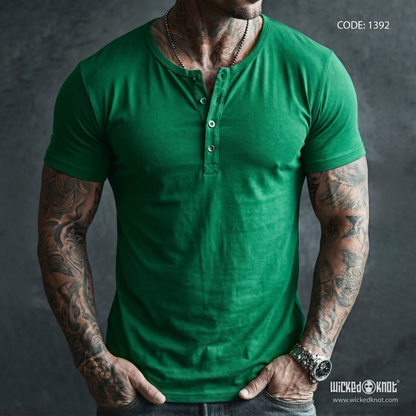 Green Henley Half Sleeve WKB1392