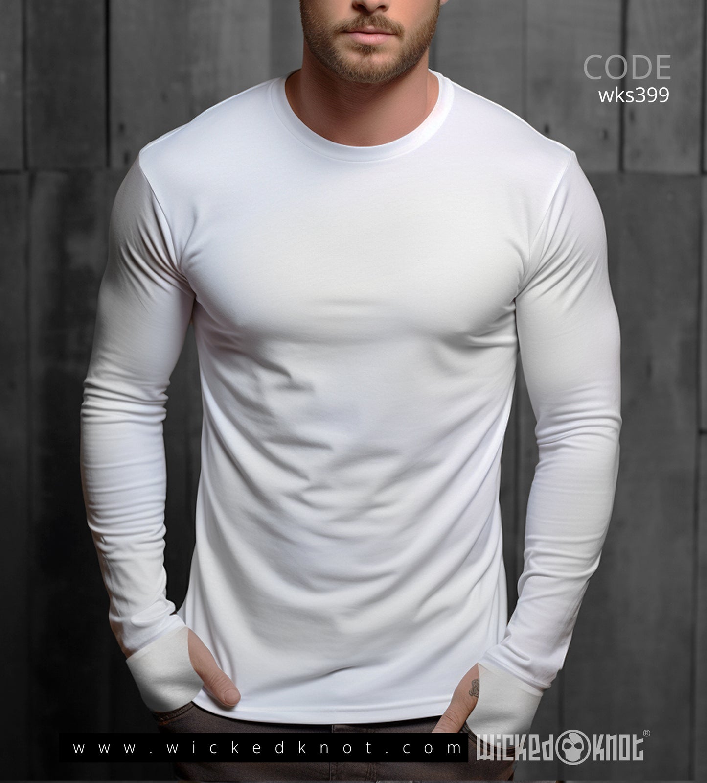 White Builtin Gloves  - Long Sleeve Undershirt - wks399